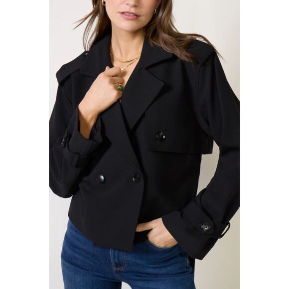 Favorite Daughter Jackets & Blazers - Favorite Daughter Women's Black The Cropped Charles Trench Size Large